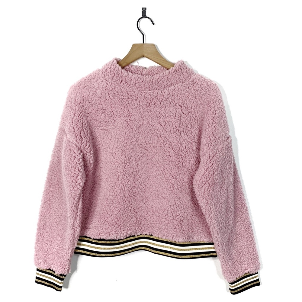 Nanette Lepore Pink Sherpa Fuzzy Pullover Sweater